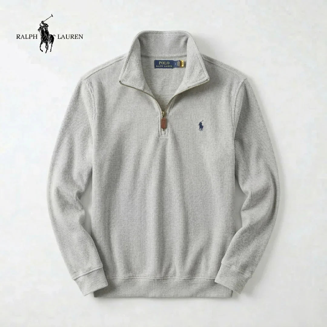 ESPAÑA - Jersey de hombre RL de algodón suave con cuello alto con cremallera y manga larga