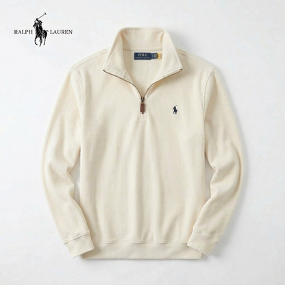 ESPAÑA - Jersey de hombre RL de algodón suave con cuello alto con cremallera y manga larga