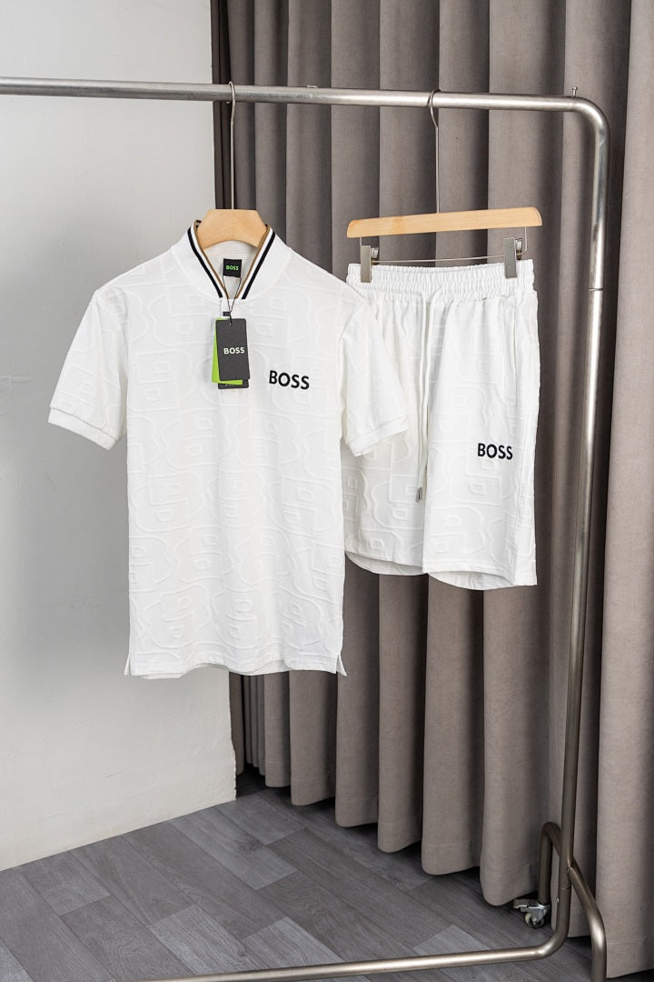 BOSS Zweiteiler mit Stehkragen und Monogramm-Prägung - Weiß - 1