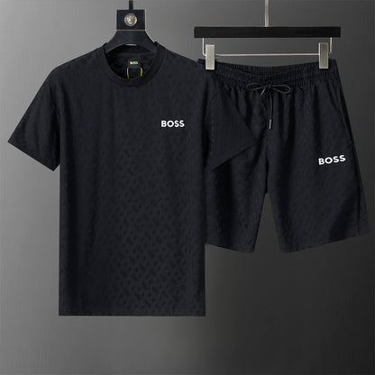 BOSS T-Shirt-Zweiteiler mit Monogramm-Prägung - Schwarz - 1