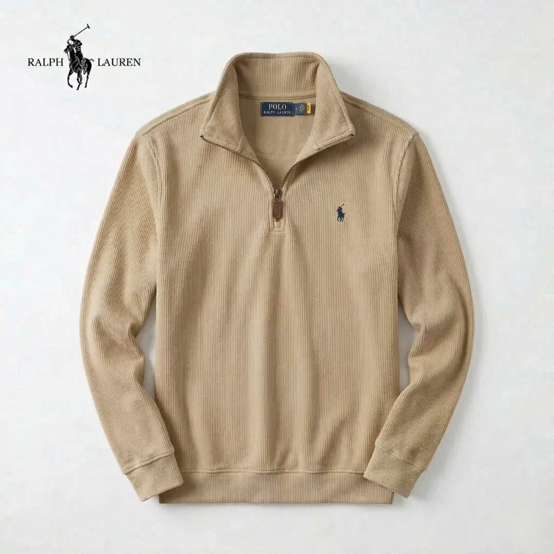 ESPAÑA - Jersey de hombre RL de algodón suave con cuello alto con cremallera y manga larga