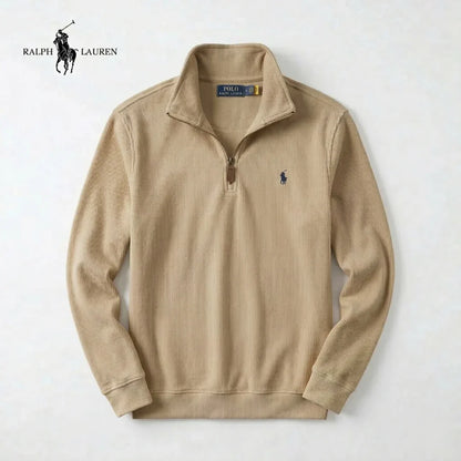 ESPAÑA - Jersey de hombre RL de algodón suave con cuello alto con cremallera y manga larga