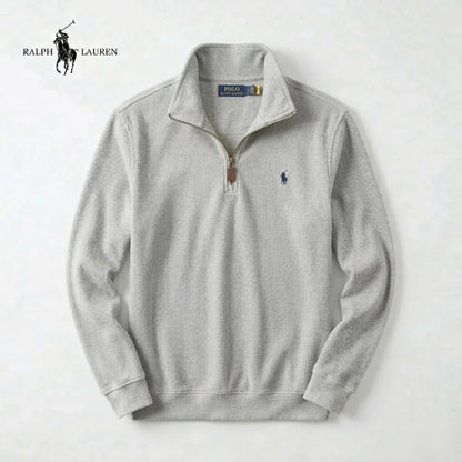 ITALIA - Maglione da uomo RL in morbido cotone con collo alto a zip e maniche lunghe