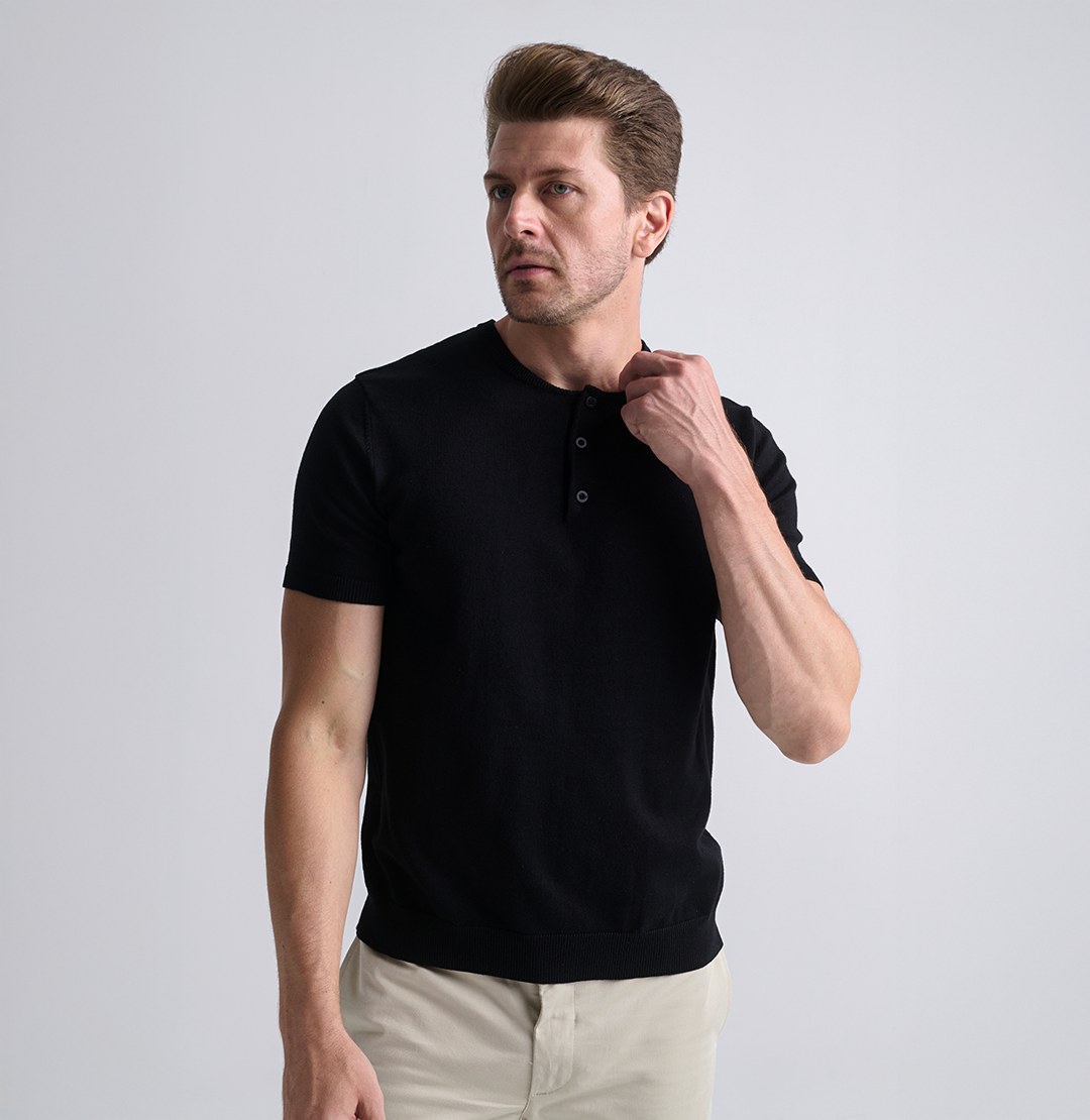 Confezione da 2 maglie Henley in tricot