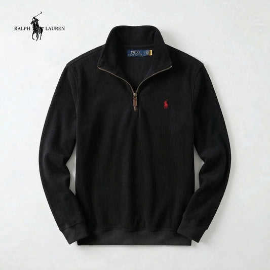 RL Herrenpullover aus Weicher Baumwolle – Stehkragen mit Reißverschluss & Lange Ärmel