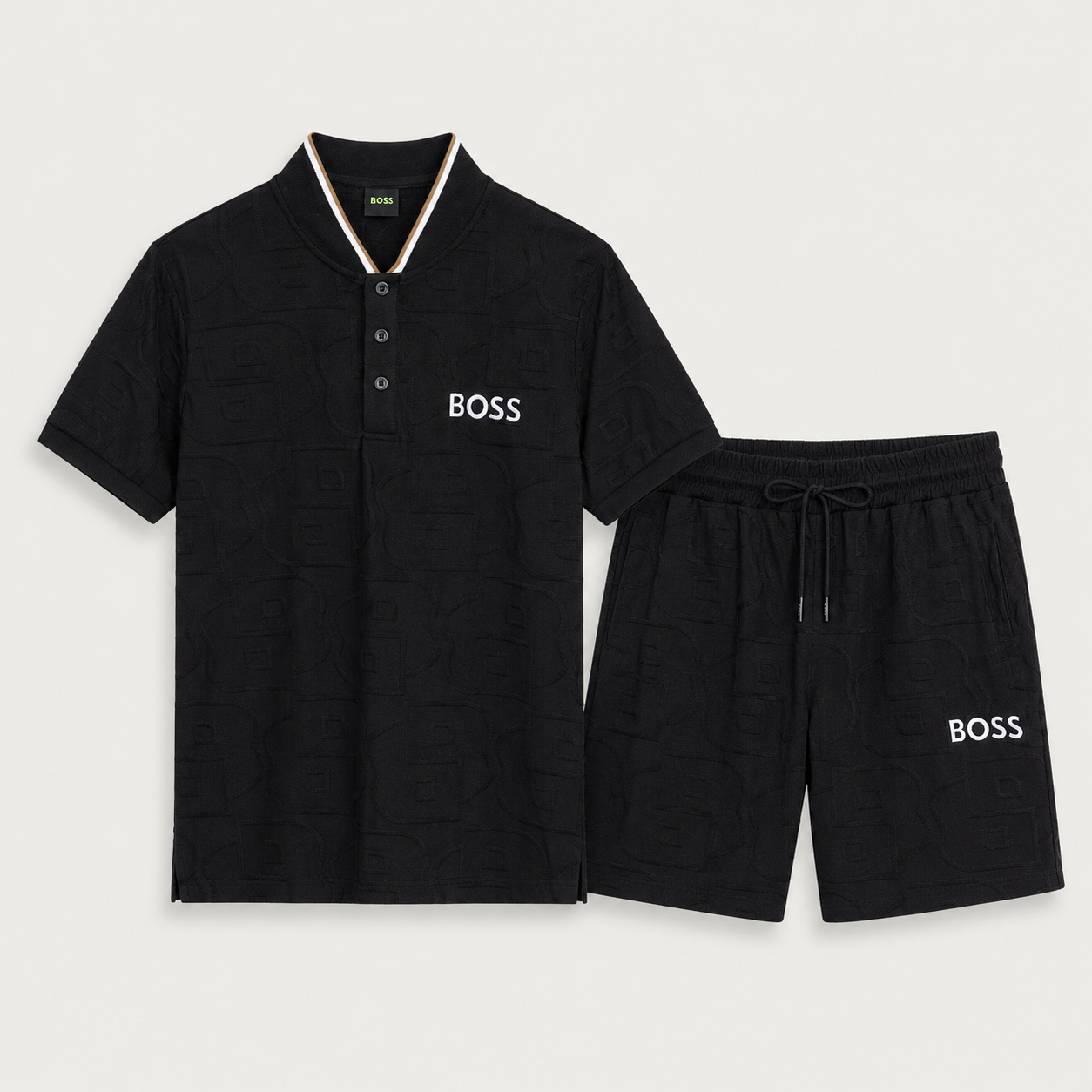 BOSS Zweiteiler mit Stehkragen und Monogramm-Prägung - Schwarz - variante principal