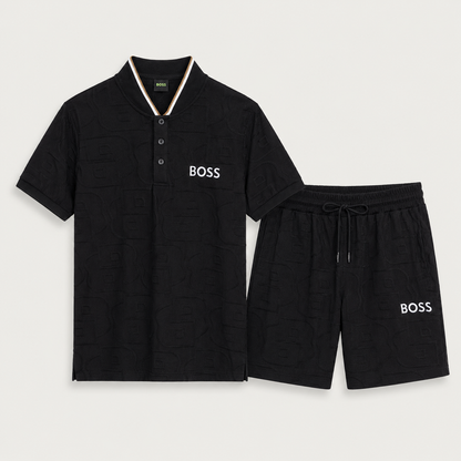 BOSS Zweiteiler mit Stehkragen und Monogramm-Prägung - Schwarz - variante principal