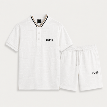 BOSS Zweiteiler mit Stehkragen und Monogramm-Prägung - Weiß - variante principal